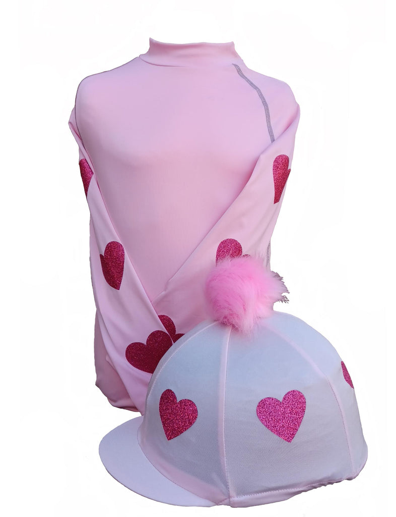 Light Pink/Pink Glitter Hearts with Lycra and Pompom / L/XL