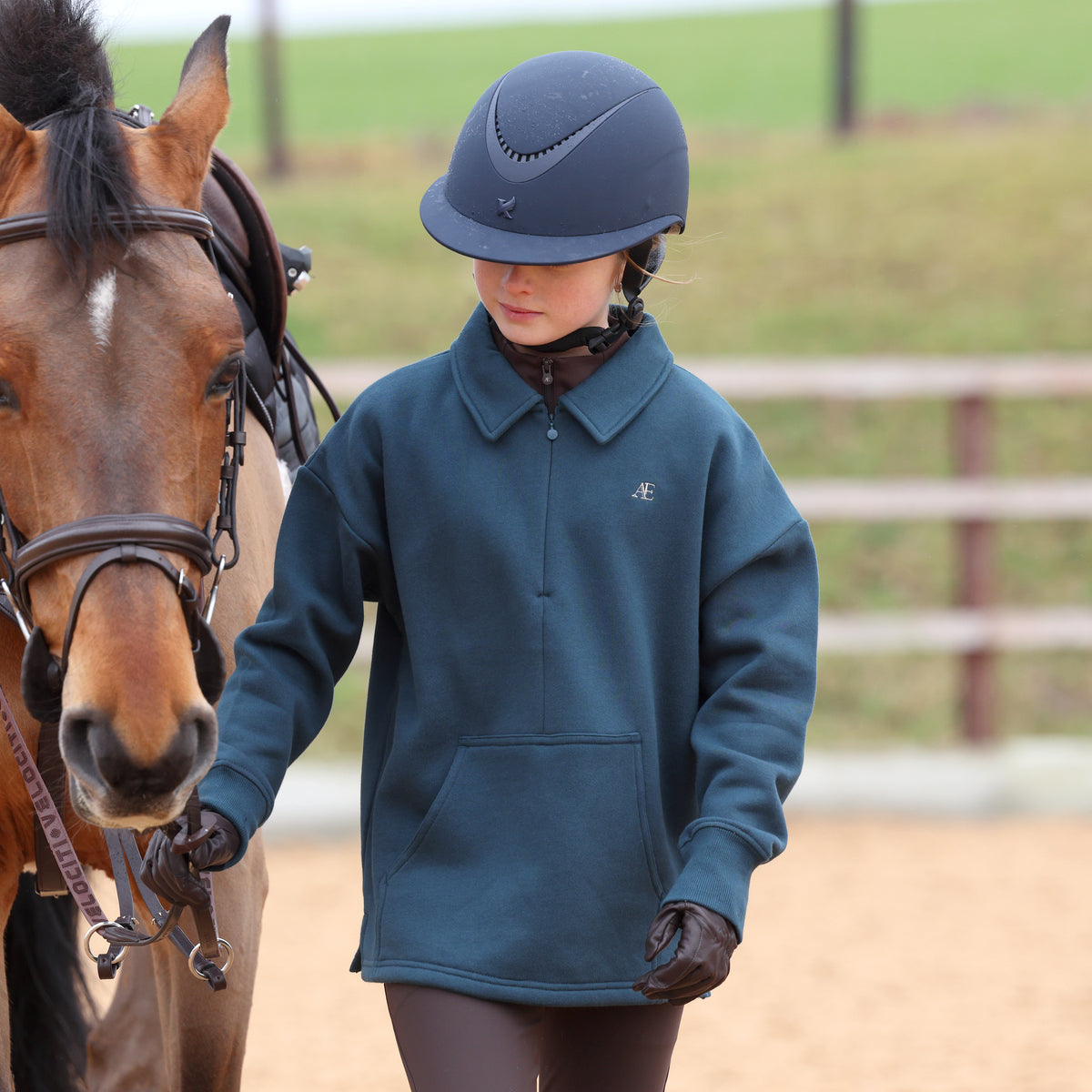 Aubrion Equestrian Young Rider Quarter Zip Sweater