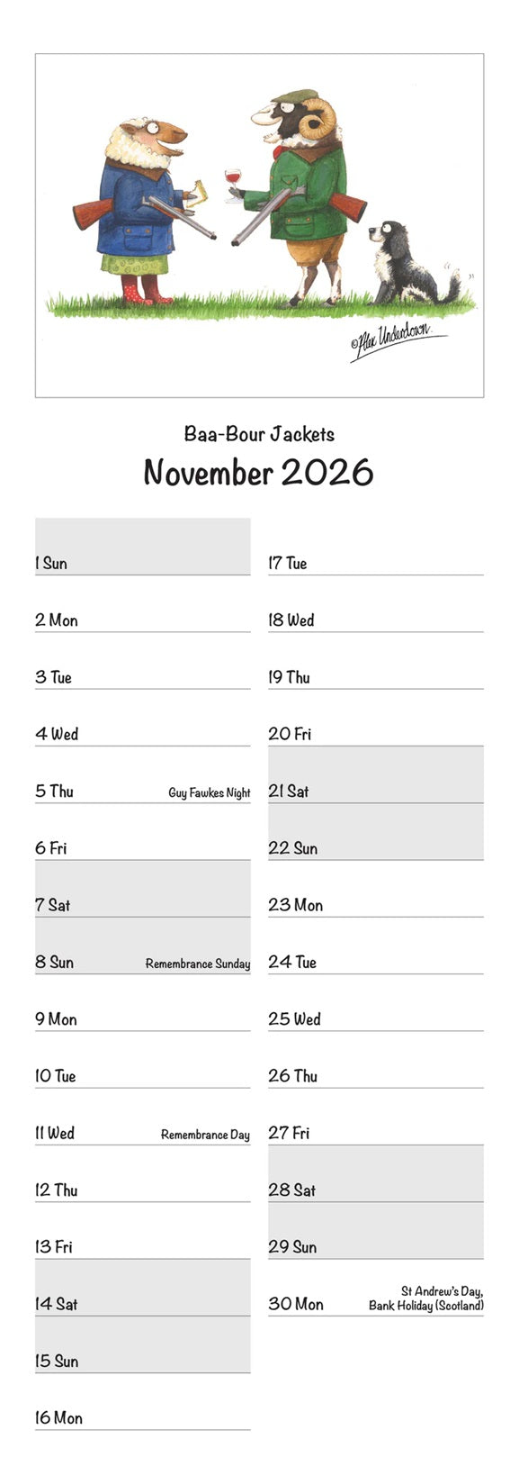 Country Calendar 2026 - Alex Underdown