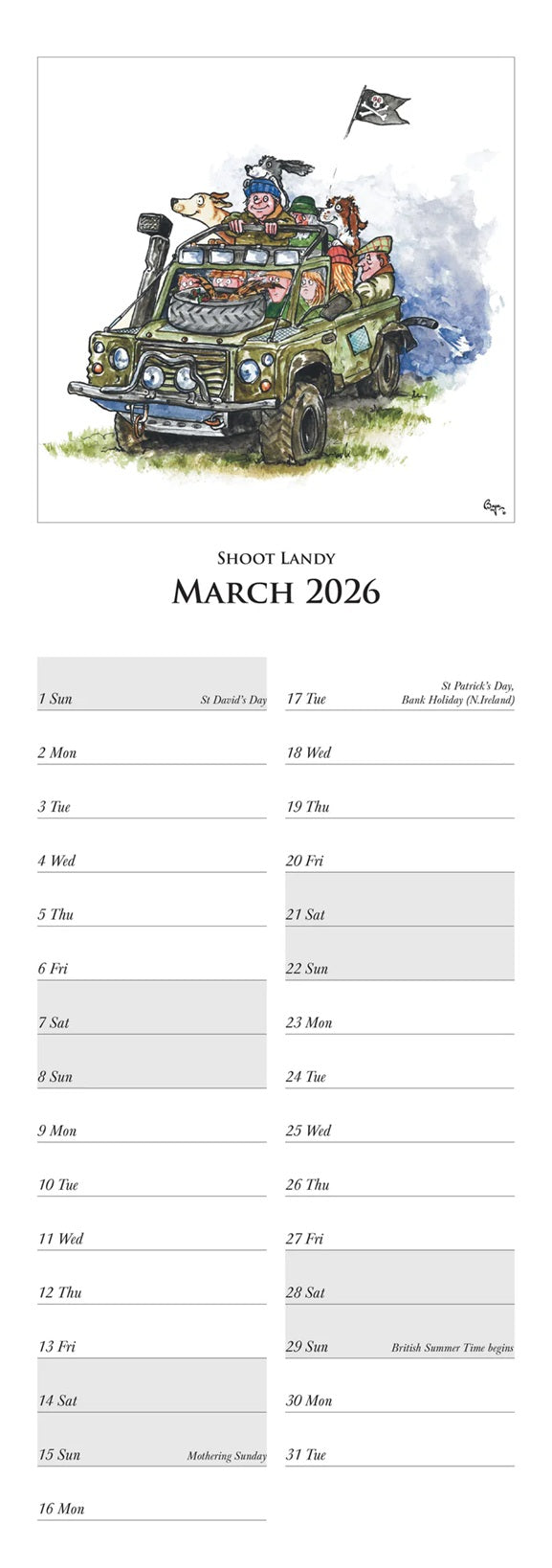 Shooting Calendar 2026 - Bryn Parry