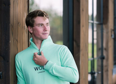 Men's Mint Green Minchinhampton Quarter Zip with Navy Embroidery