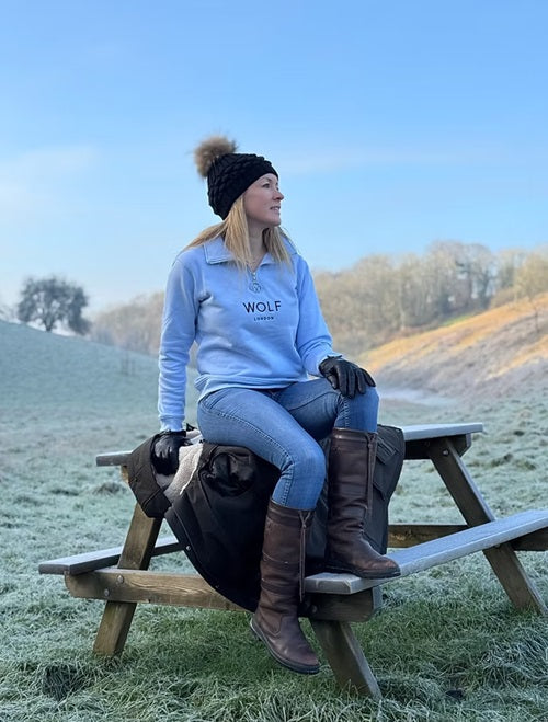 Wolf London Unisex Blue Minchinhampton French Terry Quarter Zip