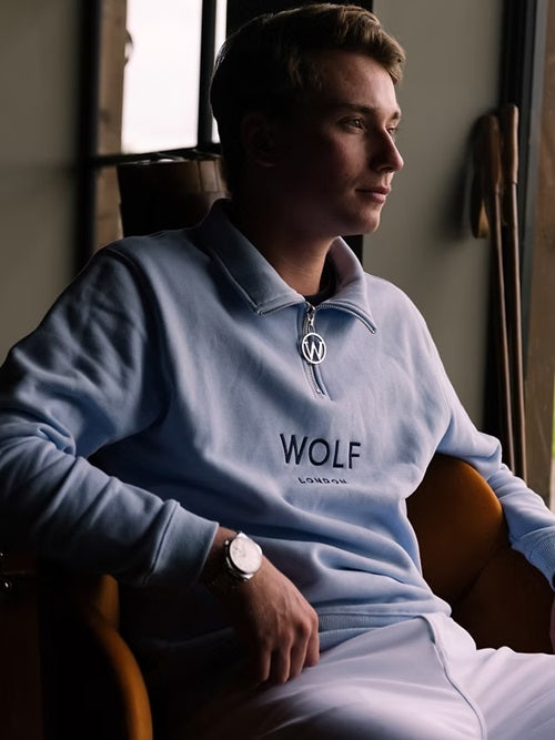 Wolf London Unisex Blue Minchinhampton French Terry Quarter Zip
