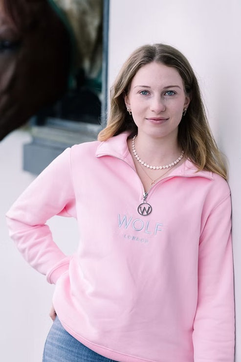 Wolf London Unisex Pink Minchinhampton French Terry Quarter Zip