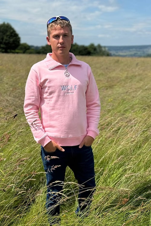 Wolf London Unisex Pink Minchinhampton French Terry Quarter Zip