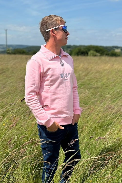 Wolf London Unisex Pink Minchinhampton French Terry Quarter Zip