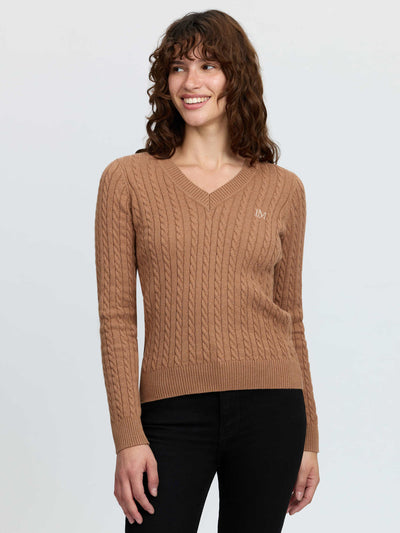 LeMieux Carla Cable V-Neck Knit Jumper