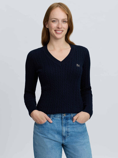 LeMieux Carla Cable V-Neck Knit Jumper