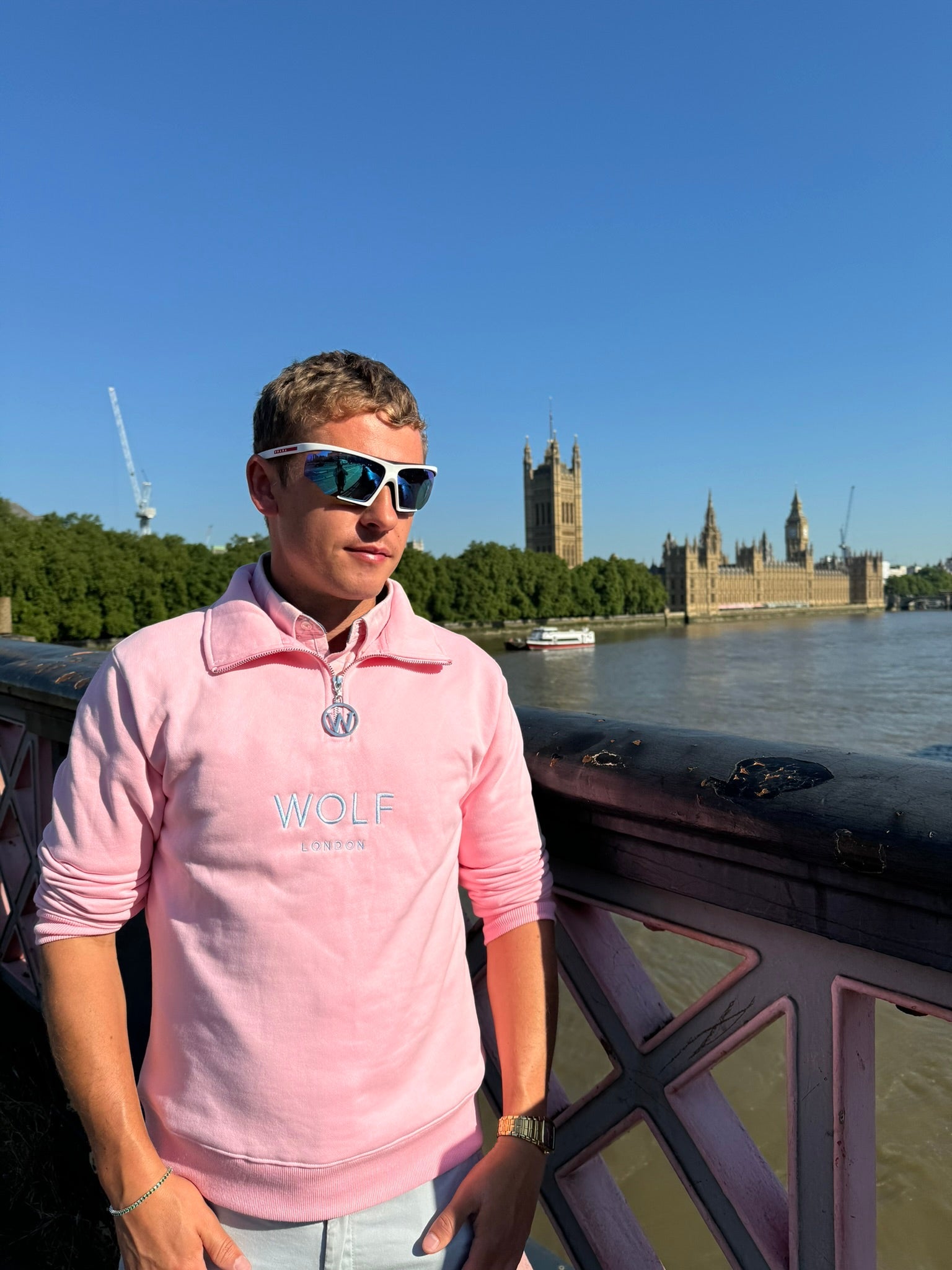Wolf London Men's Pink Minchinhampton Quarter Zip