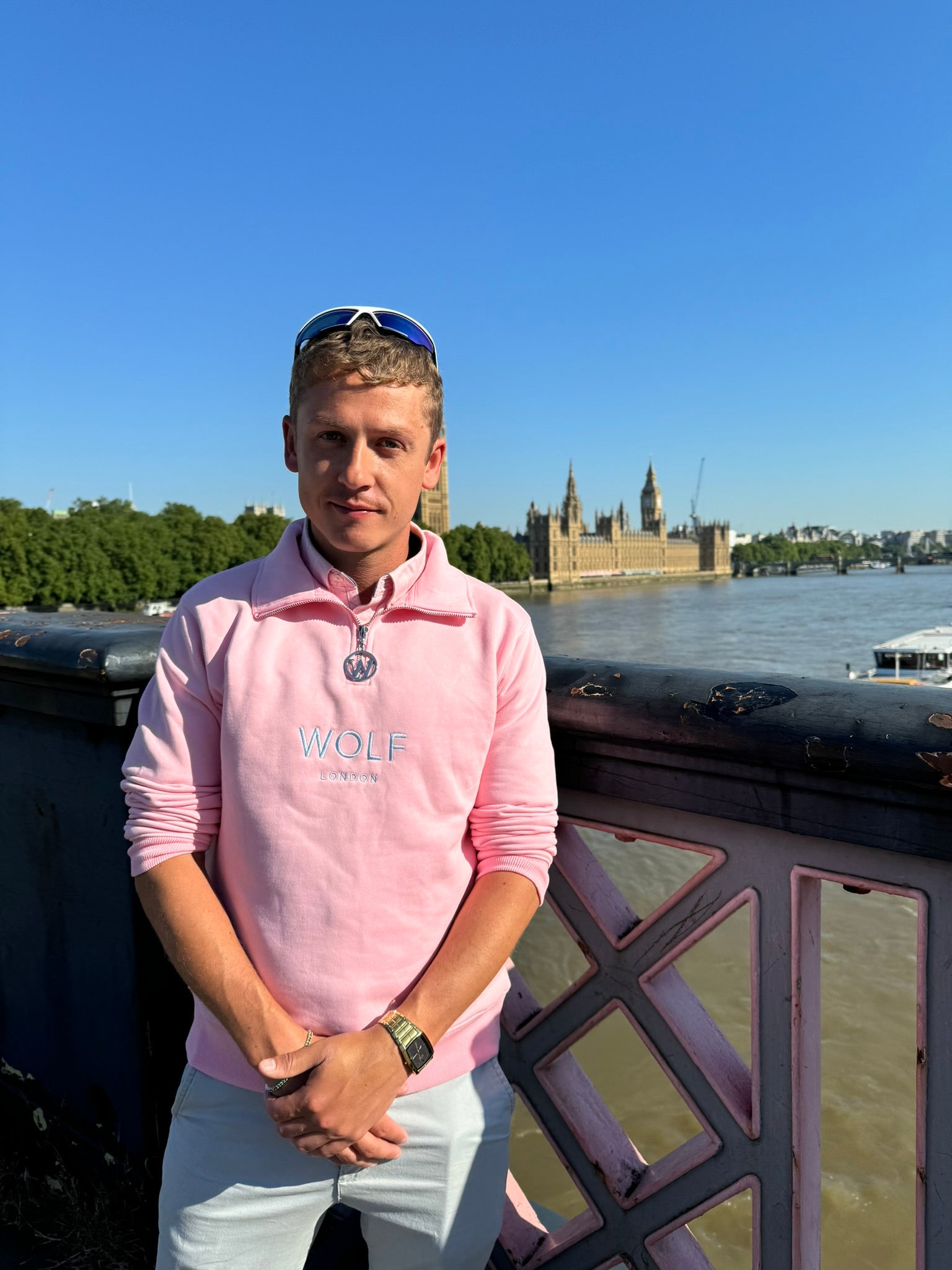 Wolf London Men's Pink Minchinhampton Quarter Zip