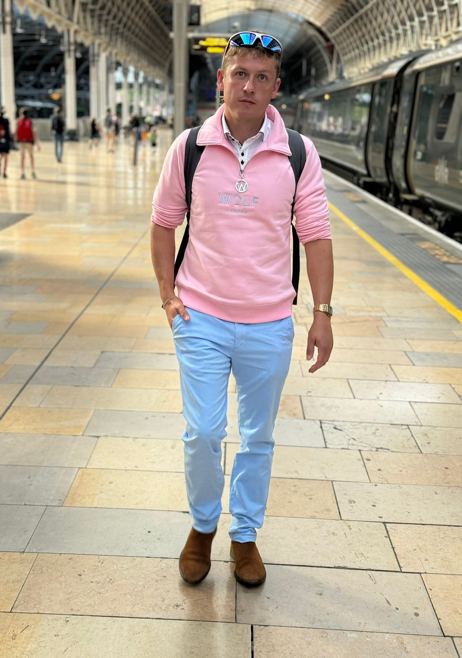 Wolf London Men's Pink Minchinhampton Quarter Zip