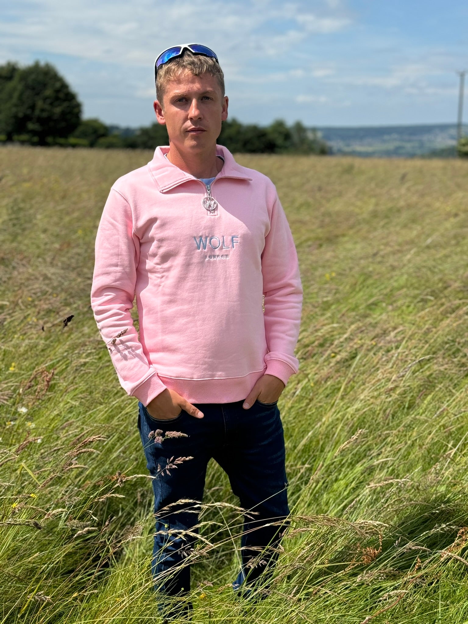 Wolf London Men's Pink Minchinhampton Quarter Zip