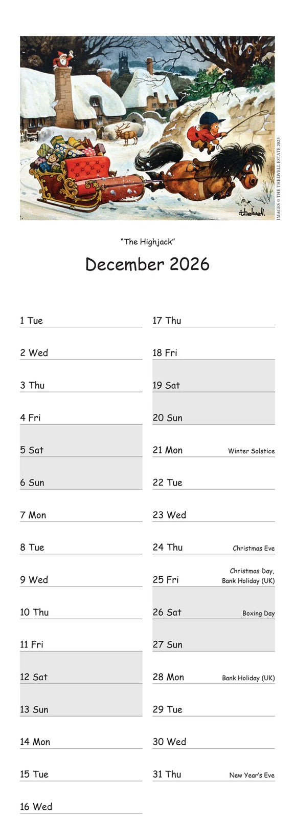 Thewell Pony Calendar 2026