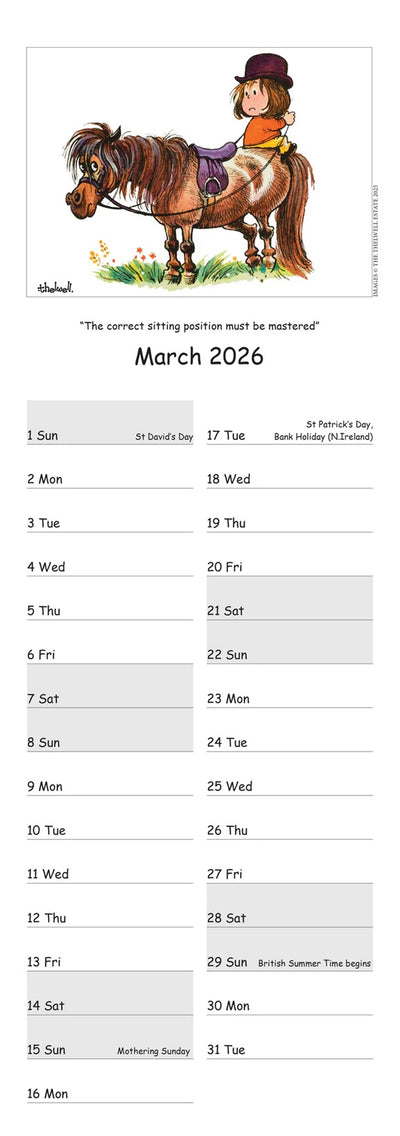 Thewell Pony Calendar 2026
