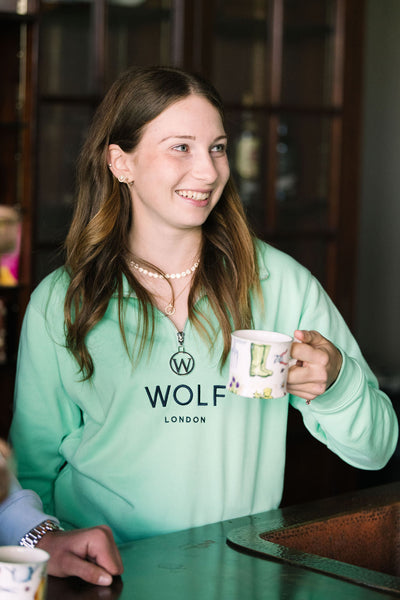 Women's Mint Green Minchinhampton Quarter Zip with Navy Embroidery
