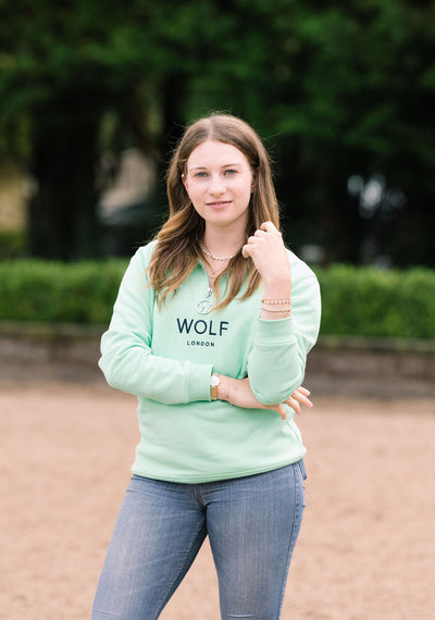 Women's Mint Green Minchinhampton Quarter Zip with Navy Embroidery