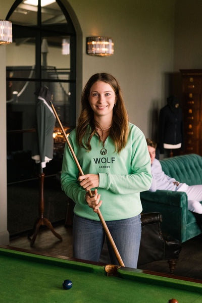 Women's Mint Green Minchinhampton Quarter Zip with Navy Embroidery