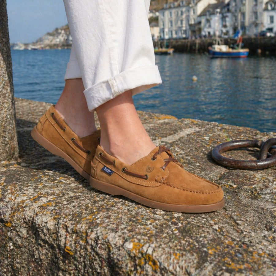 Barco Suede Deck Shoe -  Caramel
