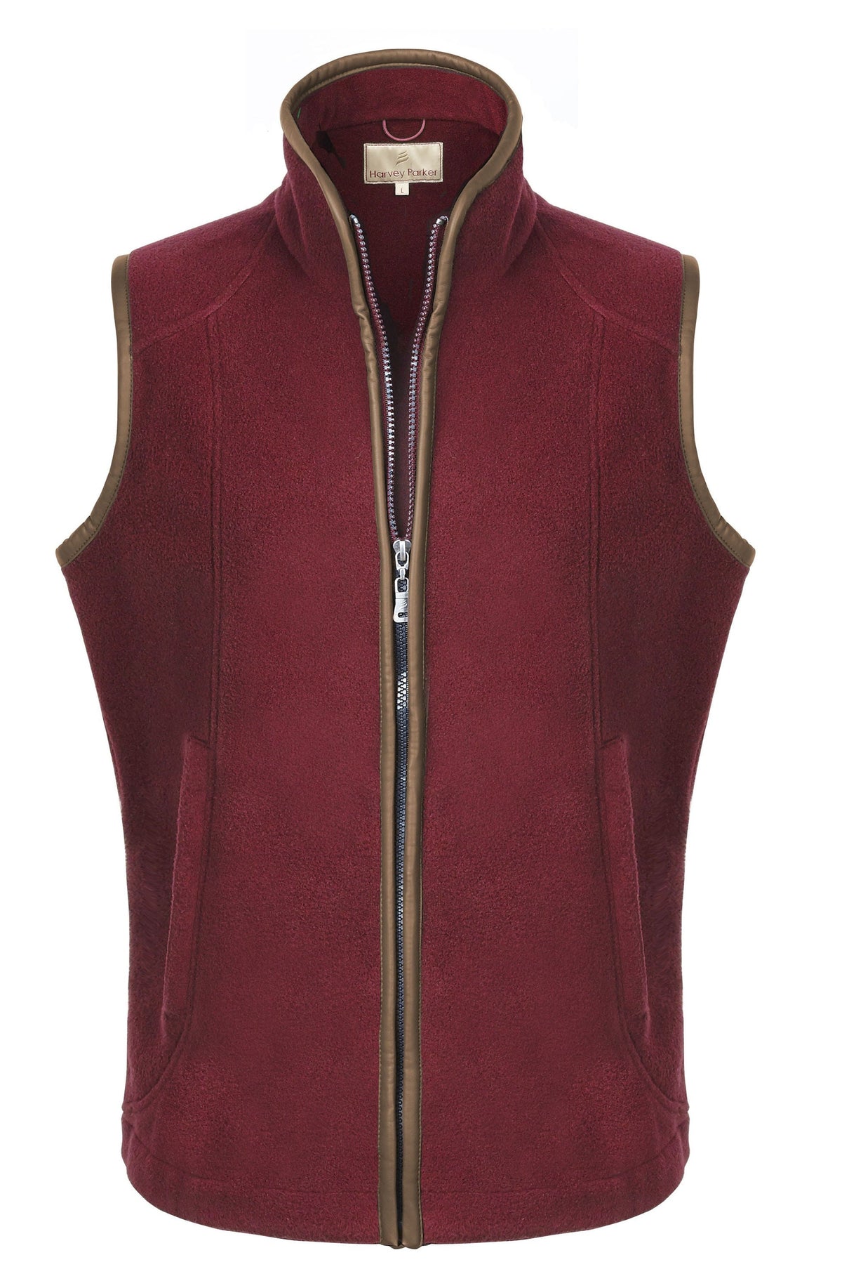 Fleece Gilets with leather trim