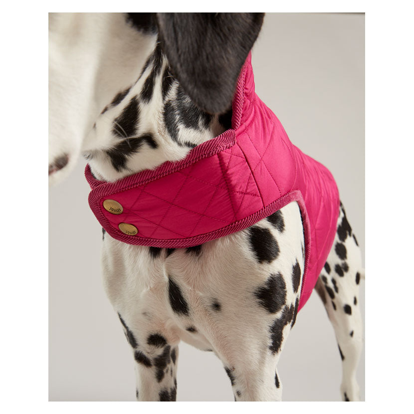 Joules Raspberry Quilted Dog Coat