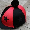 Standard Lycra Black and Red Segments with black glitter stars and pom.