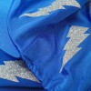 Royal blue with silver glitter lightening bolts.