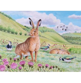 Wildlife Greeting Card - Brown Hare by David Thelwell
