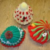 Emerald Green, red and white Cosy, Primrose and Red Cosy, Red and white checked cosy