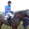 Zazy Dunn coming into the winners enclosure in her Treehouse Sponsorship Embroidred breeches.