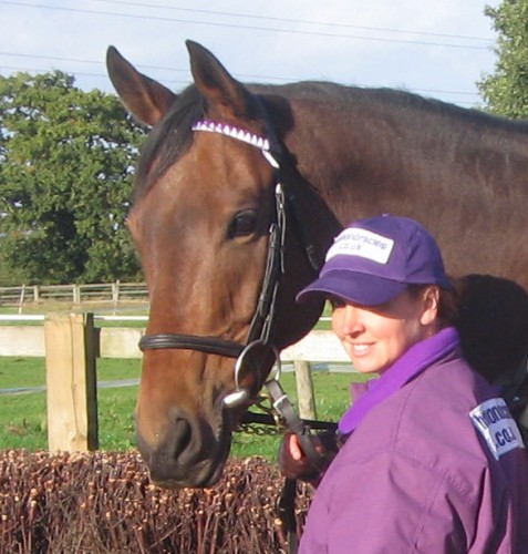 Zoe Hammond with Jiver in a purple and white silk browband