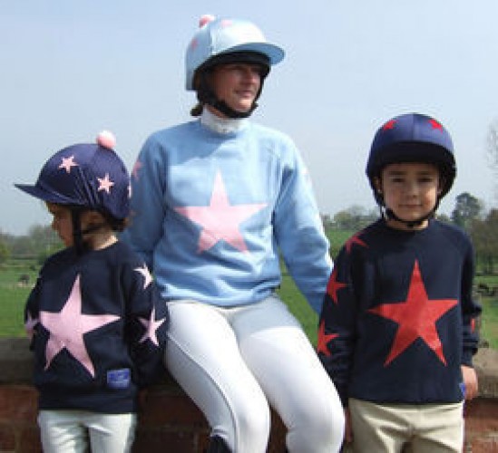 Navy with pink stars, Light blue with pink stars and Navy with red stars 
