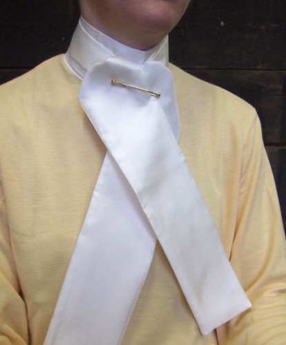 A Pale Cream Silk Stock worn with a yellow ladies stock shirt.