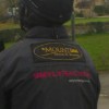 Example of embroidery direct on and a patch stitched on jacket.